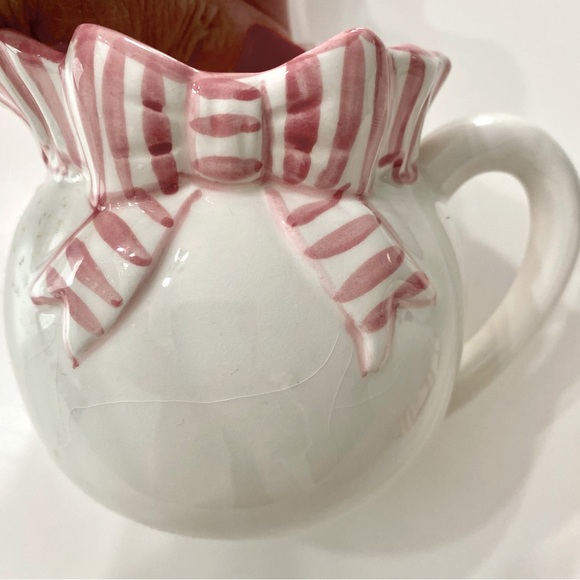 Vintage Ceramic Pink Stripe White Halden Matching Creamer Sugar Tea Party Set - Picture 3 of 9